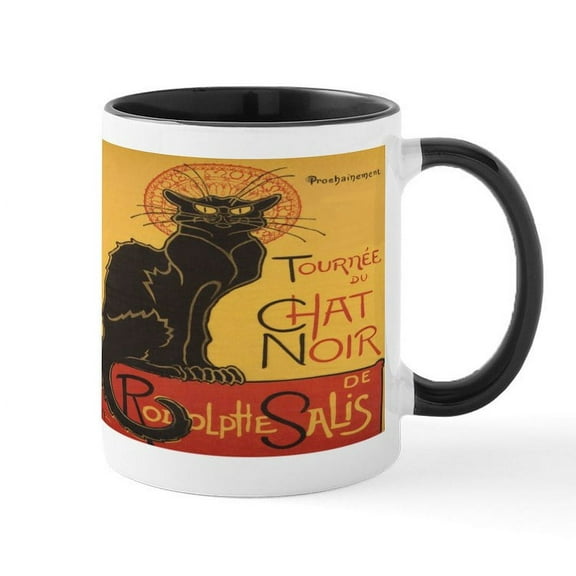 CafePress - Le Chat Noir Mug - 11 oz Ceramic Mug - Novelty Coffee Tea Cup
