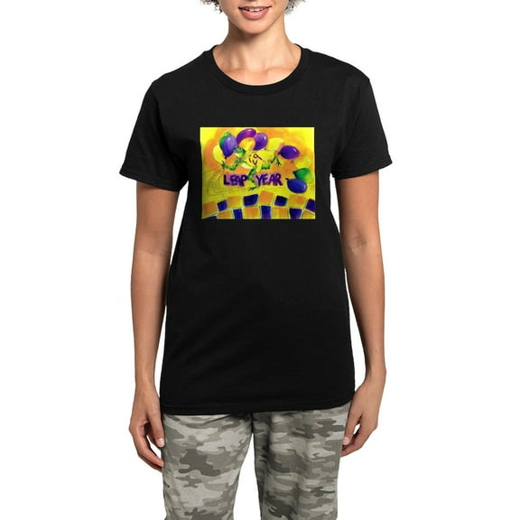 CafePress - Leap Year Balloons Pajamas - Women's Short Sleeve Print T-Shirt and Pants Dark Cotton Pajama Set