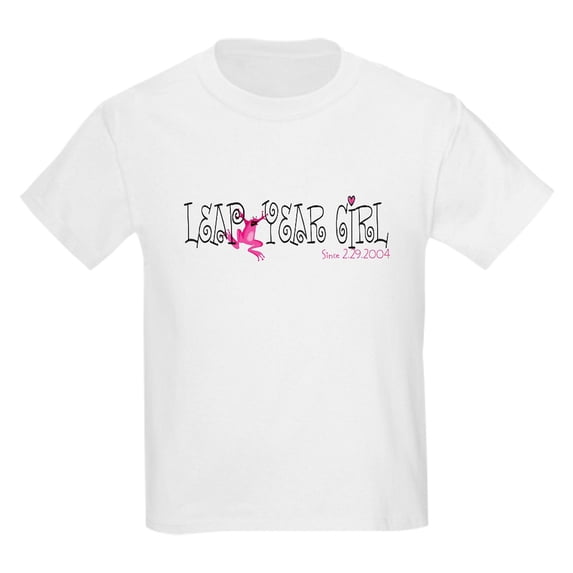 CafePress - Leap Year Girl Kids Light T Shirt - Light T-Shirt Kids XS-XL