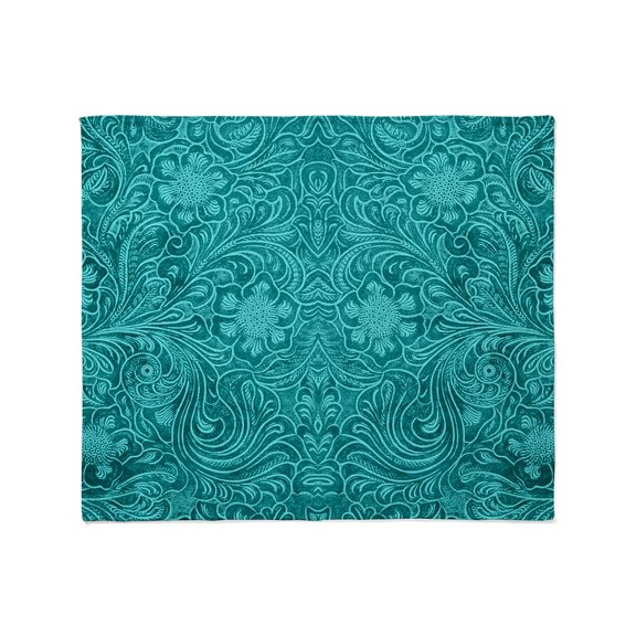 CafePress - Leather Look Floral Turquoise Throw Blanket - Soft Fleece Throw Blanket, 50"x60" for All Ages