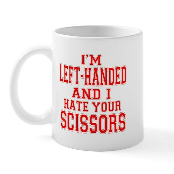 CafePress - Left Handed Scissors Mug - 11 oz Ceramic Mug - Novelty Coffee Tea Cup