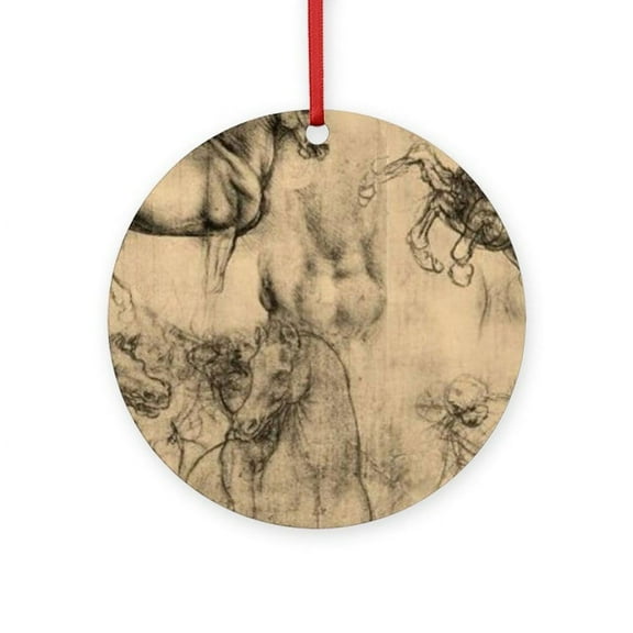 CafePress - Leonardo Da Vinci' Horse -  Round Wood Ornament 4"