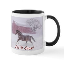 CafePress - Let It Snow! Christmas Horse Barn Mug - 11 oz Ceramic Mug - Novelty Coffee Tea Cup