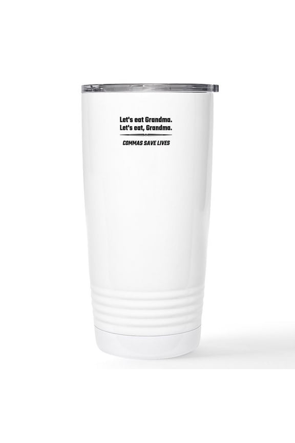 - Let's Eat Grandma Comma Stainless Steel Travel Mug - Insulated Stainless Steel Travel Tumbler 20 oz.