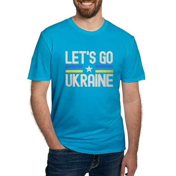 CafePress - Let's Go Ukraine T Shirt - Men's Fitted T-Shirt
