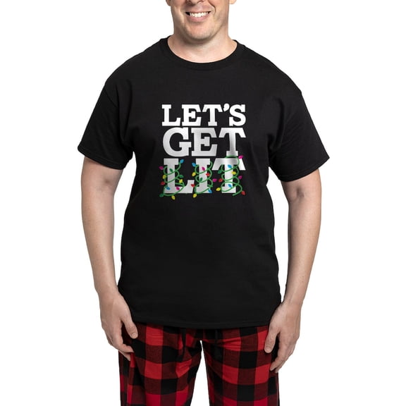 CafePress - Lets Get Lit Men's Dark Pajamas - Men's Dark Loose Fit Cotton Pajama Set