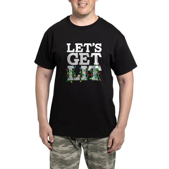 CafePress - Lets Get Lit Men's Dark Pajamas - Men's Dark Loose Fit Cotton Pajama Set