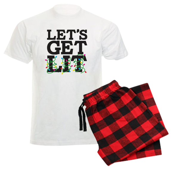 CafePress - Lets Get Lit Men's Light Pajamas - Men's Light Loose Fit Cotton Pajama Set