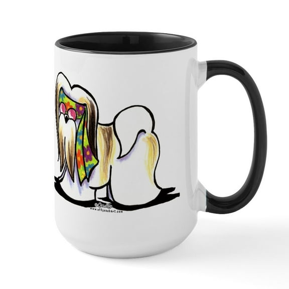 CafePress - Lhasa Apso Hippie Large Mug - 15 oz Ceramic Large White Novelty Mug