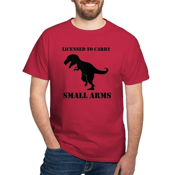 CafePress - Licensed To Carry Small Arms T Rex Dinosaur T Shir - Men's Classic Graphic Cotton T-Shirt