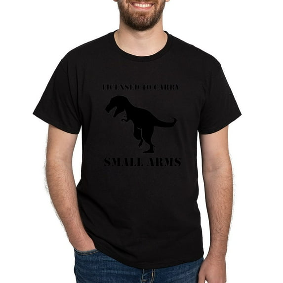 CafePress - Licensed To Carry Small Arms T Rex Dinosaur T Shir - Men's Classic Graphic Cotton T-Shirt