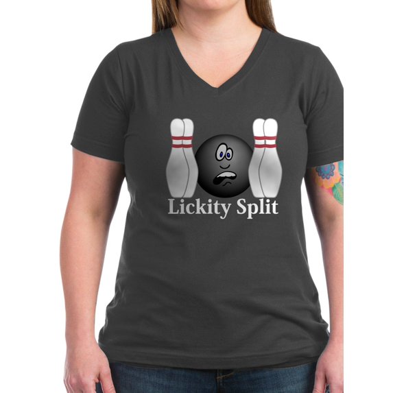 CafePress - Lickity Splits Logo 4 Women's V Neck Dark T Shirt - Women's V-Neck Dark T-Shirt