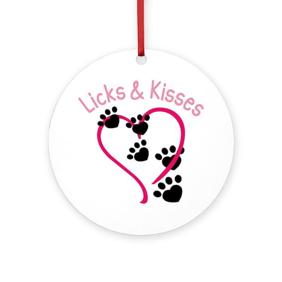 CafePress - Licks And Kisses - Round Wood Ornament 4"