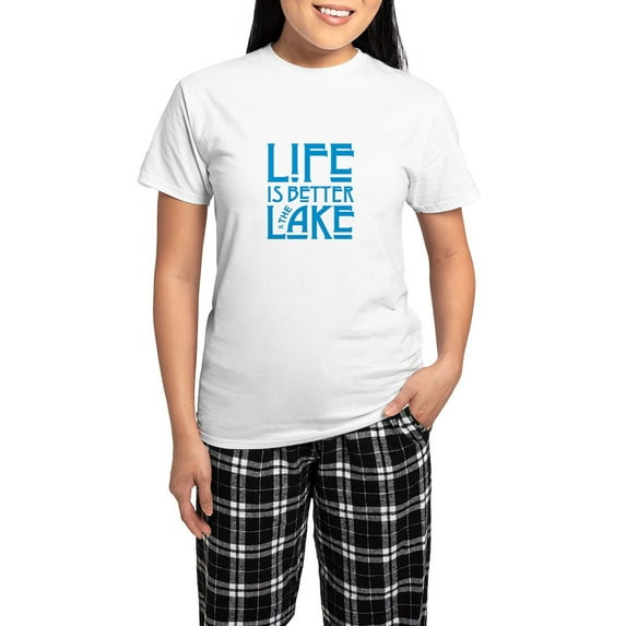 CafePress - Life Is Better At The Lake Pajamas - Women's Short Sleeve Print T-Shirt and Pants Light Cotton Pajama Set