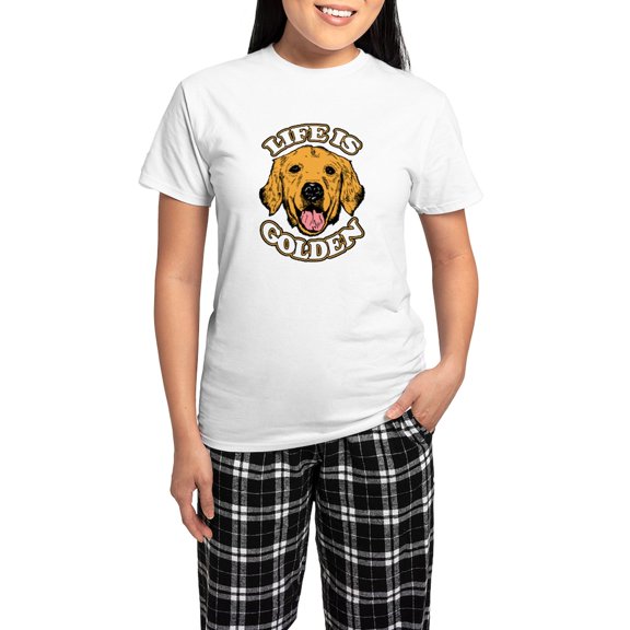 CafePress - Life Is Golden Women's Light Pajamas - Women's Short Sleeve Print T-Shirt and Pants Light Cotton Pajama Set