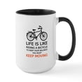 thumbnail image 1 of CafePress - Life Is Like Riding A Bicycle, Word Art, Text Mugs - 15 oz Ceramic Large White Novelty Mug, 1 of 4