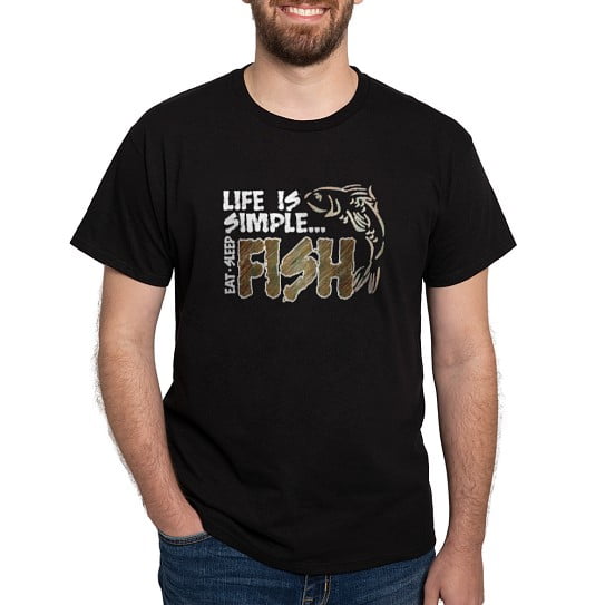 CafePress - Life Is Simple...FISH Dark T Shirt - Men's Classic Cotton T-Shirts