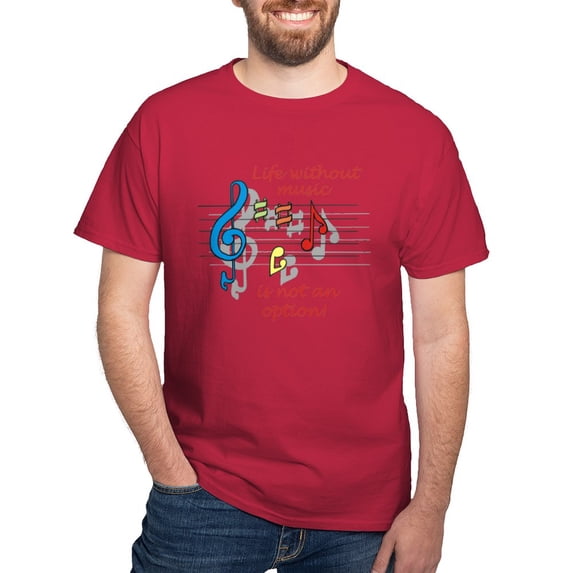 CafePress - Life Without Music Dark T Shirt - Men's Classic Graphic Cotton T-Shirt
