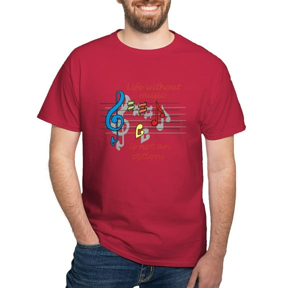 CafePress - Life Without Music Dark T Shirt - Men's Classic Graphic Cotton T-Shirt