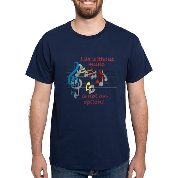 CafePress - Life Without Music Dark T Shirt - Men's Classic Graphic Cotton T-Shirt