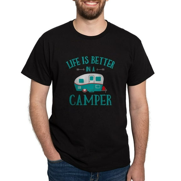 CafePress - Life's Better Camper Dark T Shirt - Men's Classic Graphic Cotton T-Shirt