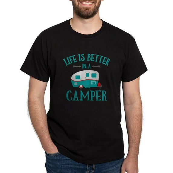 CafePress - Life's Better Camper Dark T Shirt - Men's Classic Graphic Cotton T-Shirt