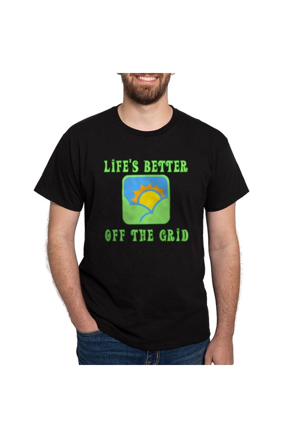 - Life's Better Off The Grid Dark T Shirt - Men's Classic Graphic Cotton T-Shirt