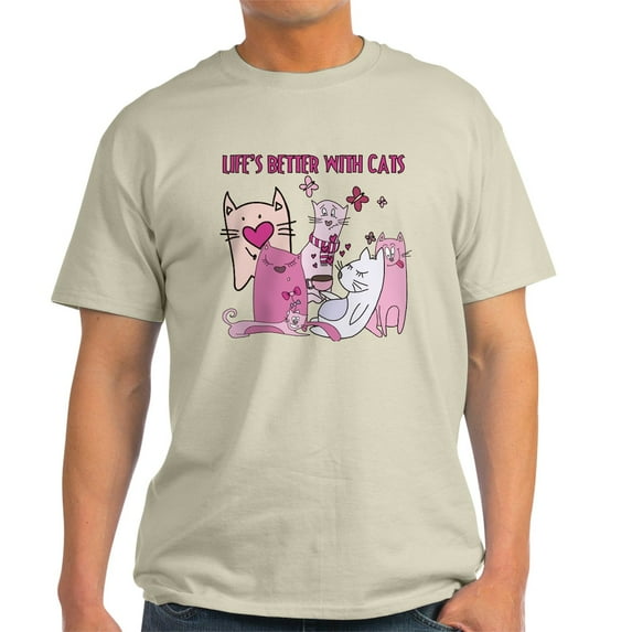 CafePress - Life's Better With Cats T Shirt - Men's Classic Graphic T-Shirt