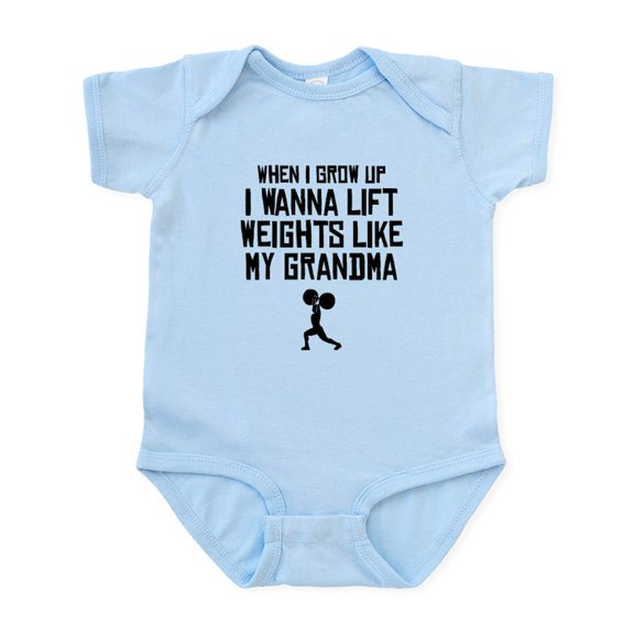 CafePress - Lift Weights Like My Grandma Body Suit - Baby Light Bodysuit, Size Newborn - 24 Months