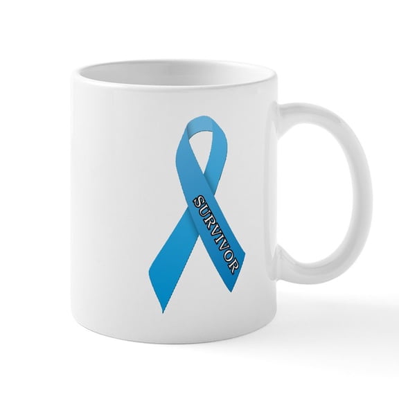 CafePress - Light Blue Ribbon 'Survivor' Mug - 11 oz Ceramic Mug - Novelty Coffee Tea Cup