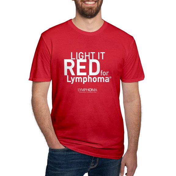 CafePress - Light It Red For Lymphoma White Text Men's Class - Men's Fitted T-Shirt