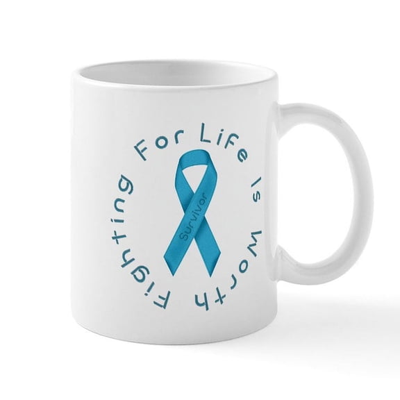CafePress - Lightblue Ribbon Survivor Mug - 11 oz Ceramic Mug - Novelty Coffee Tea Cup
