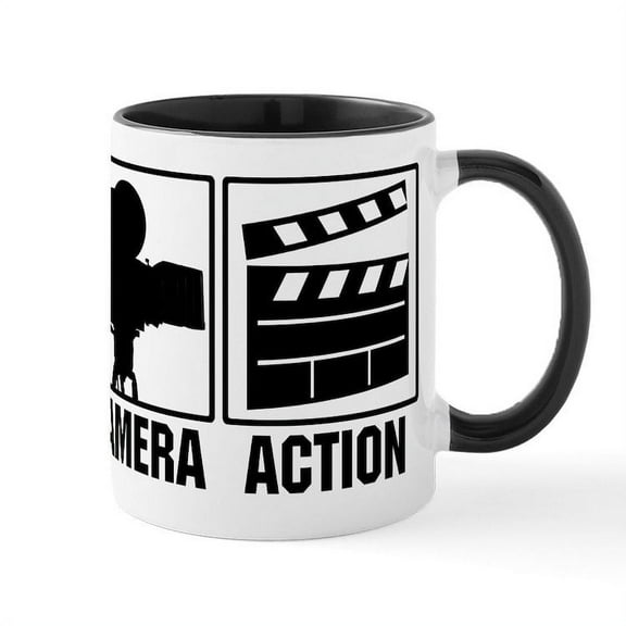 CafePress - Lights, Camera, Action Mug - 11 oz Ceramic Mug - Novelty Coffee Tea Cup