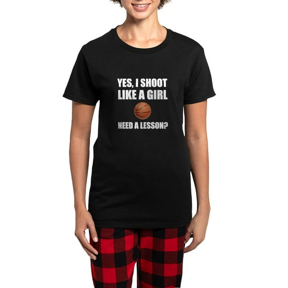 CafePress - Like A Girl Basketball Pajamas - Women's Short Sleeve Print T-Shirt and Pants Dark Cotton Pajama Set