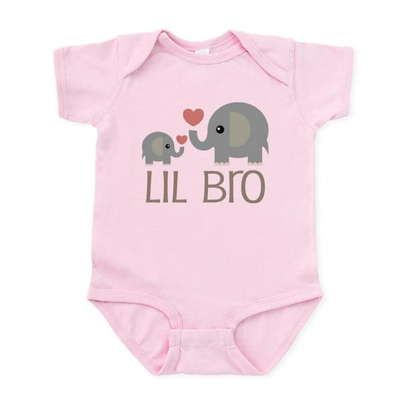 CafePress - Lil Bro Elephant Matching Siblings Body Suit - Baby Light Bodysuit, Size Newborn - 24 Months