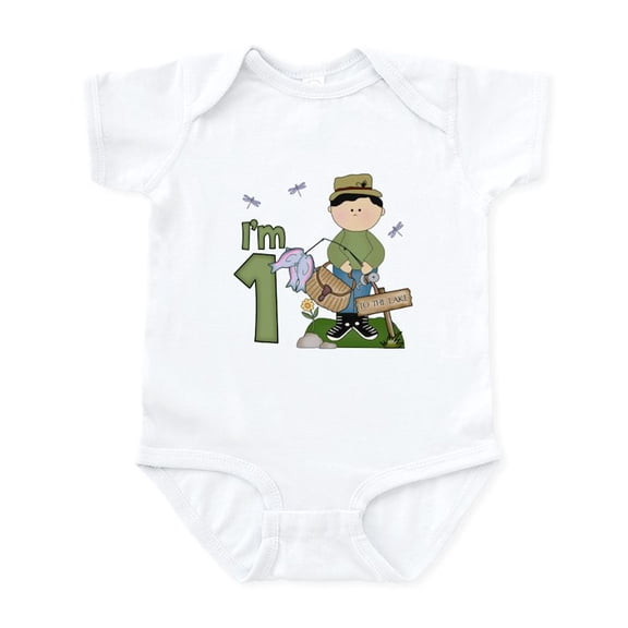 CafePress - Lil Fisherman First Birthday Infant Bodysuit - Baby Light Bodysuit, Size Newborn - 24 Months