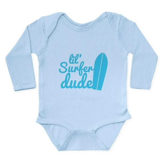 CafePress - Lil (Little) Surfer Dude! With Surfboard Body Suit - Long Sleeve Cotton Baby Bodysuit