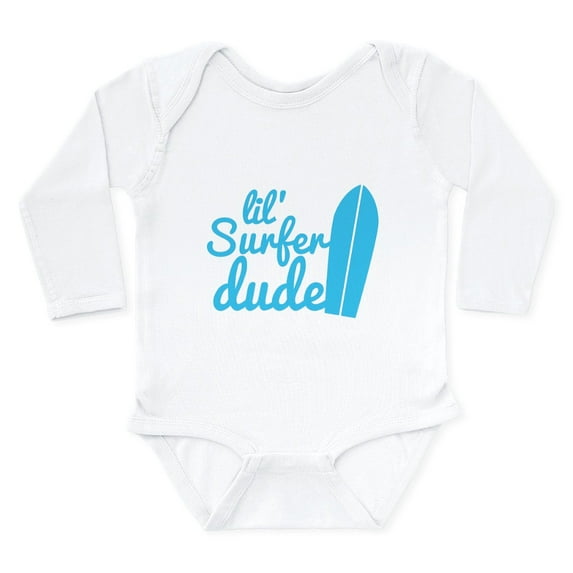 CafePress - Lil (Little) Surfer Dude! With Surfboard Body Suit - Long Sleeve Cotton Baby Bodysuit