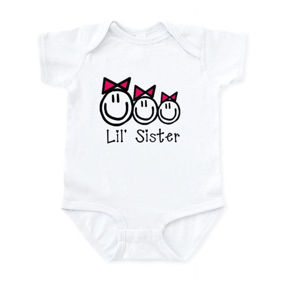 CafePress - Lil' Sister Of Three (Girls) Infant Bodysuit - Baby Light Bodysuit, Size Newborn - 24 Months