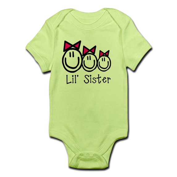 CafePress - Lil' Sister Of Three (Girls) Infant Bodysuit - Baby Light Bodysuit
