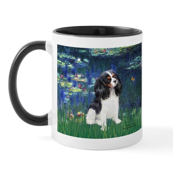 CafePress - Lilies (5) & Tri Cavalier Mug - 11 oz Ceramic Mug - Novelty Coffee Tea Cup