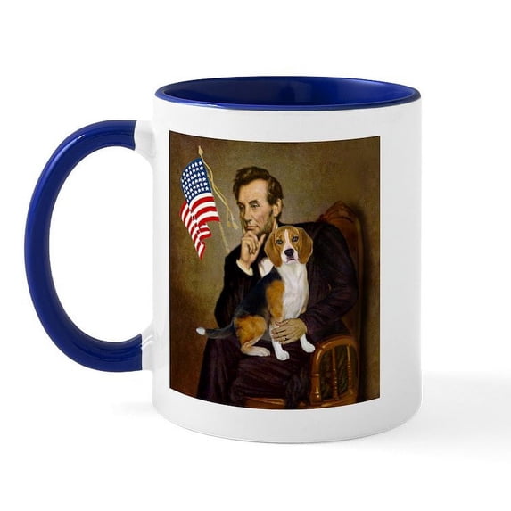 CafePress - Lincoln & Beagle Mug - 11 oz Ceramic Mug - Novelty Coffee Tea Cup