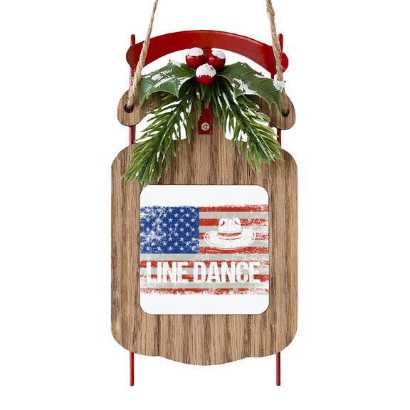 CafePress - Line Dance Line Dancing American Fla - Sled Ornament