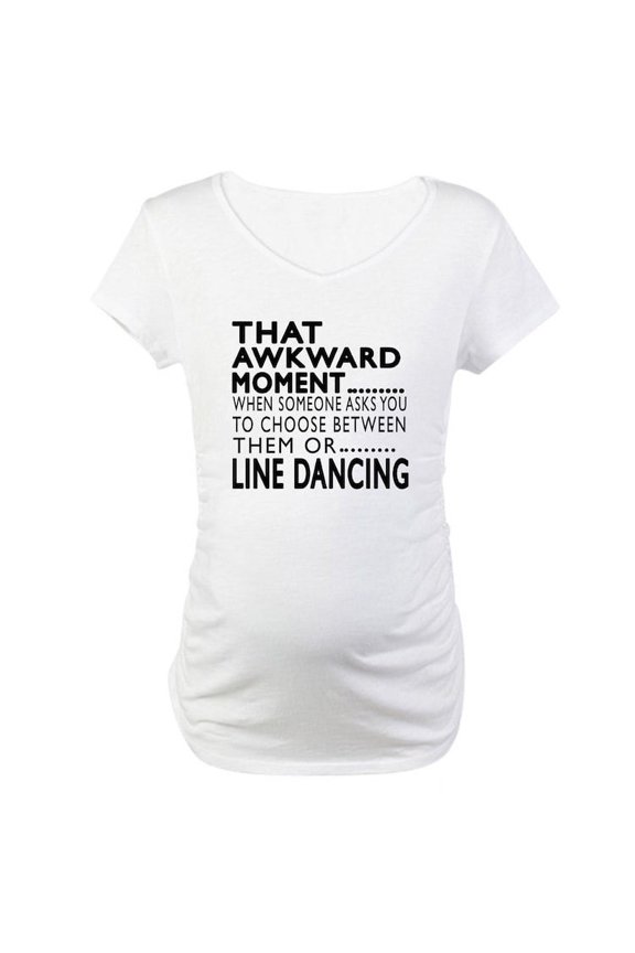 - Line Dancing Dance Awkward Desig Maternity T Shirt - Cotton Maternity T-shirt, Cute & Funny Pregnancy Tee