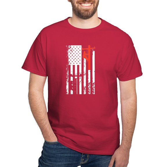 CafePress - Lineman Flag Shirt T Shirt - Men's Classic Graphic Cotton T-Shirt