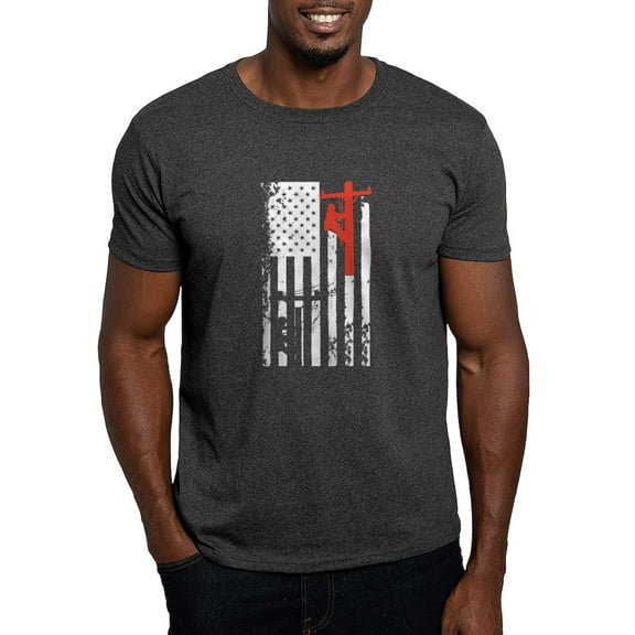 CafePress - Lineman Flag Shirt T Shirt - Men's Classic Graphic Cotton T-Shirt