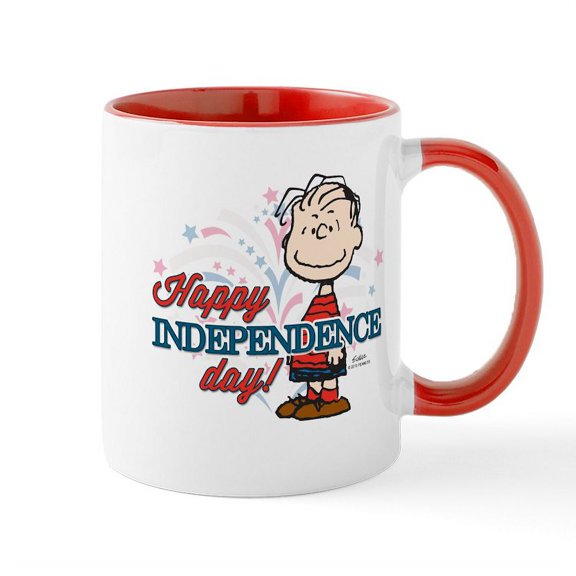 CafePress - Linus Happy Independence Day Mug - 11 oz Ceramic Mug - Novelty Coffee Tea Cup