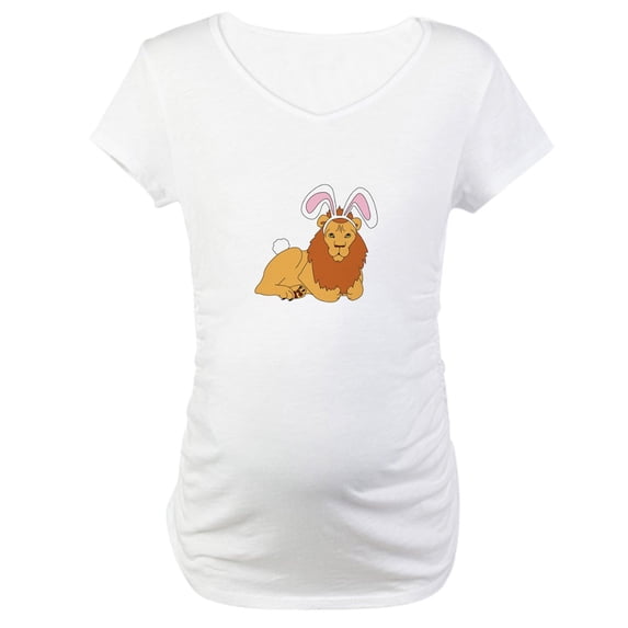 CafePress - Lion Bunny Maternity T Shirt - Cotton Maternity T-shirt, Cute & Funny Pregnancy Tee