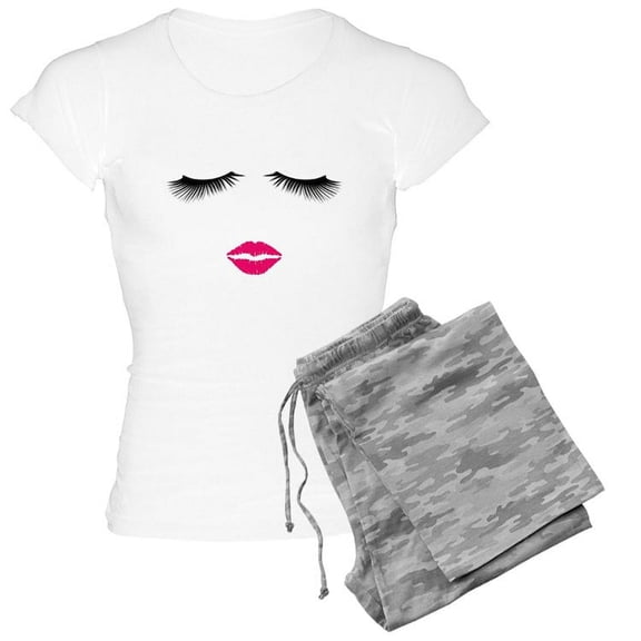 CafePress - Lipstick And Eyelashes Pajamas - Women's Light Pajamas