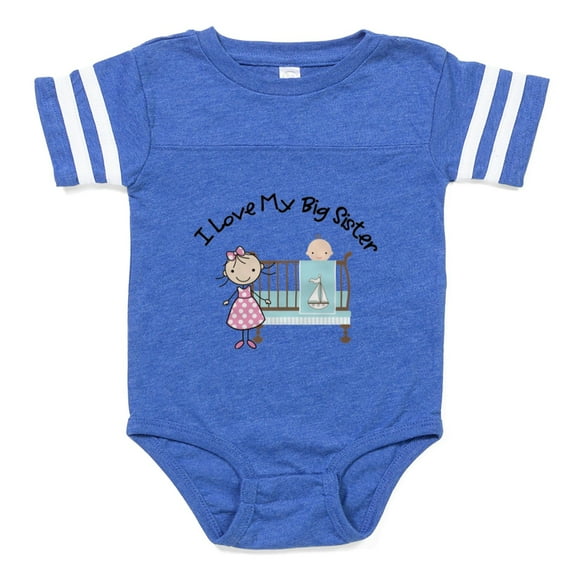 CafePress - Little Brother Big Sister - Cute Infant Baby Football Bodysuit
